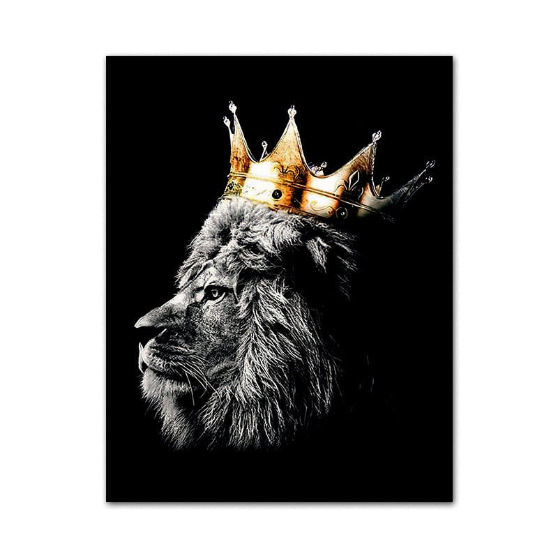 Regal Majesty: Lion King with Gold Crown - Luxurious