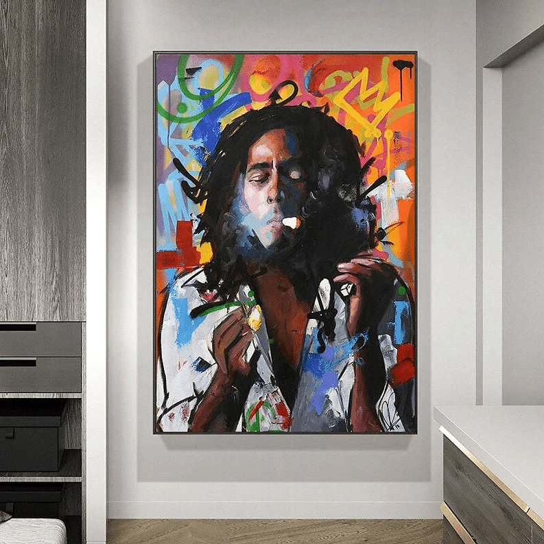 Reggae Legend: Bob Marley Graffiti Portrait