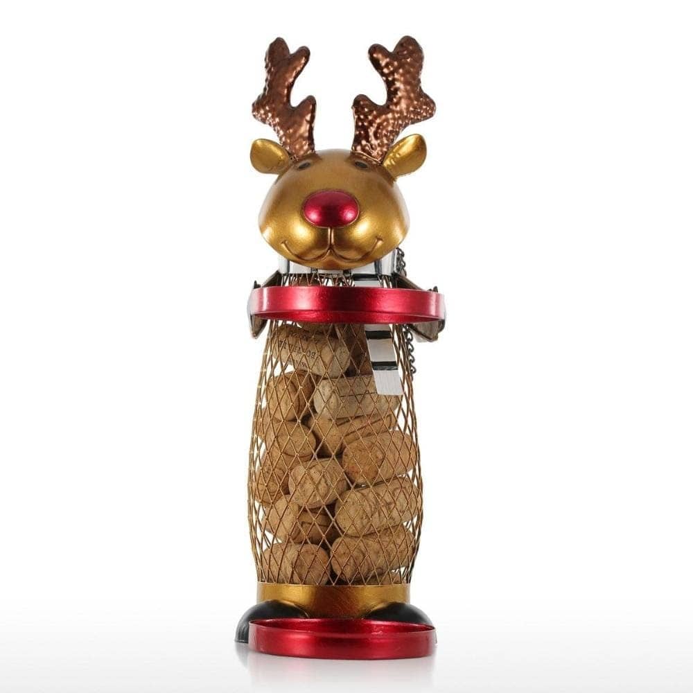 Reindeer Cork Wine Bottle Holder - Rustic Personalization