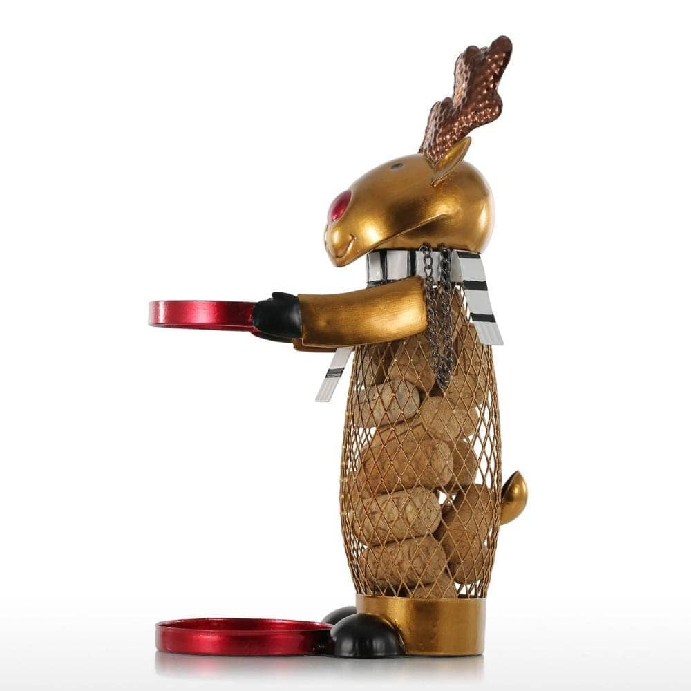 Reindeer Cork Wine Bottle Holder - Rustic Personalization