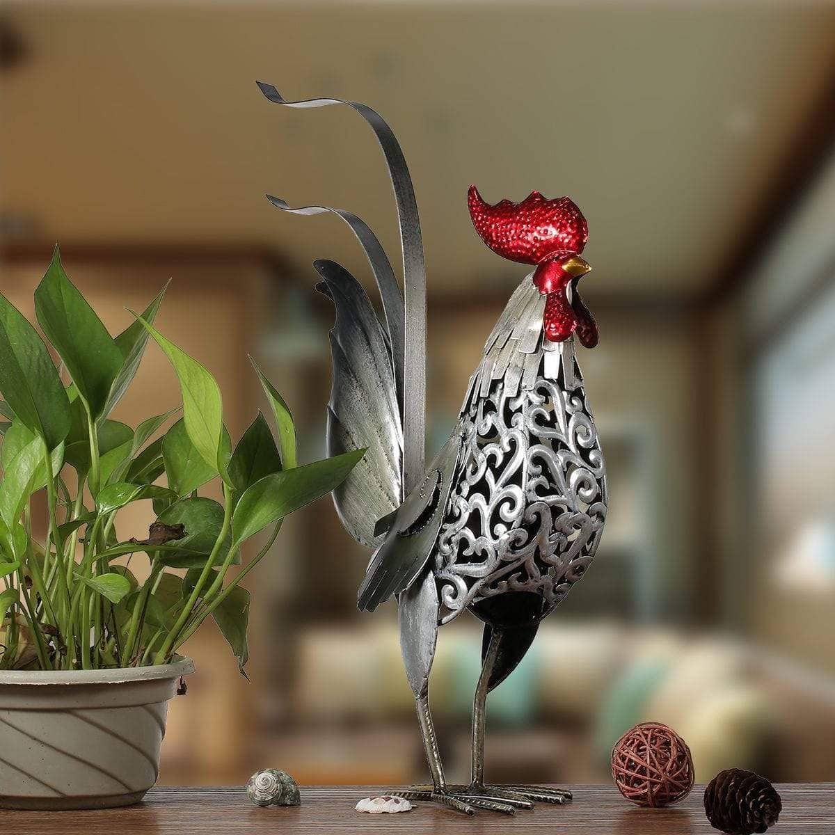 Rooster Carved Sculpture - Striking Chic