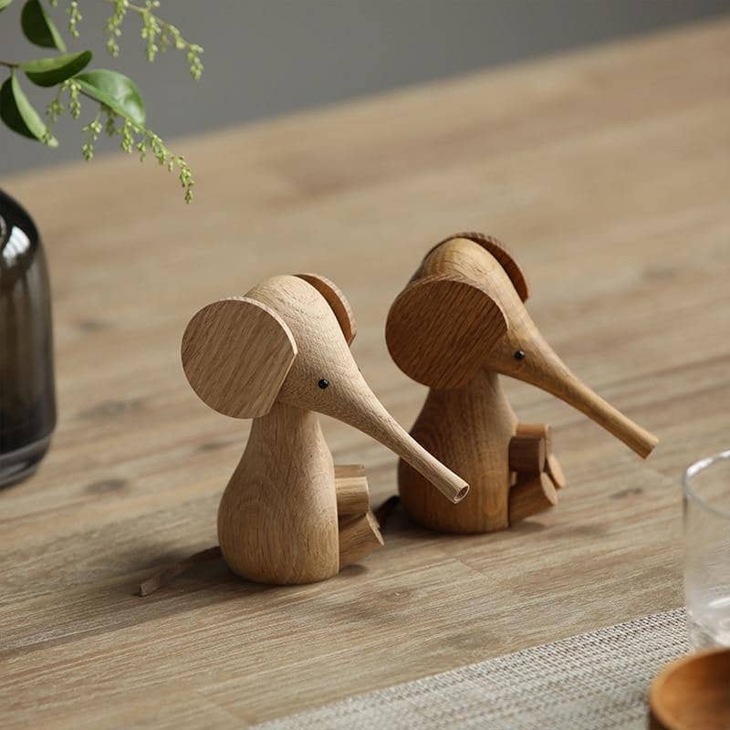 Solid Wood Elephant Puppet - Playful & Charming Nordic Home Decor