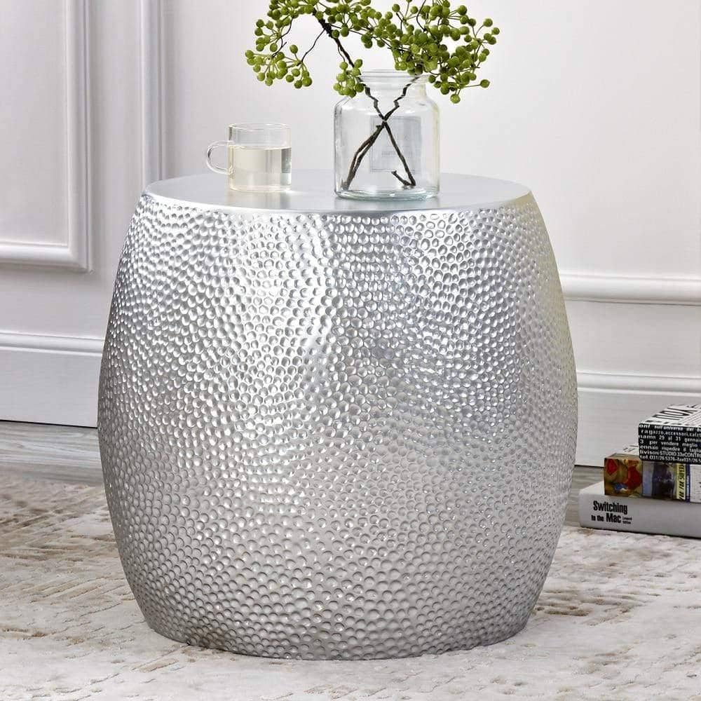 Sophisticated Silver Plated Coffee Round Side Table: Elevate Your Space
