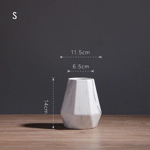 Stunning Marble Geometric Flower Vase: Adorn Your Space in Style