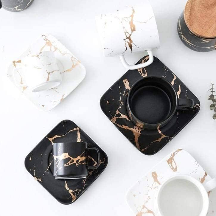 Stylish Marble Ceramic Coffee Tea Cups - Elegant and Simple for Daily Use