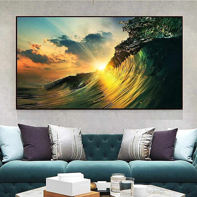 Sunset Wave: Natural Landscape with a Beautiful Sunset Wall Poster