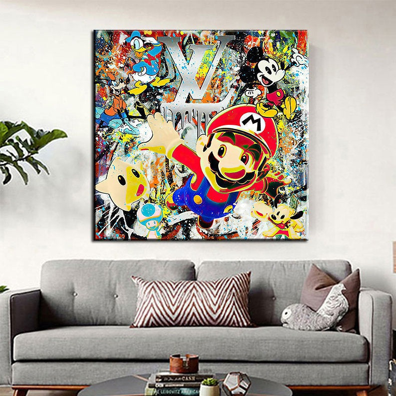 Super Mario Crossover: Mickey's Friends in Graffiti Art Wall Poster