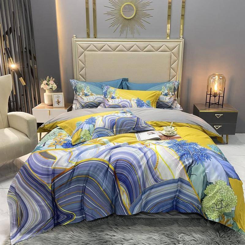 Vibrant Abstract Egyptian Cotton Bedding Set - Ultra Soft & Colorful Duvet Cover Sheet Pillowcase