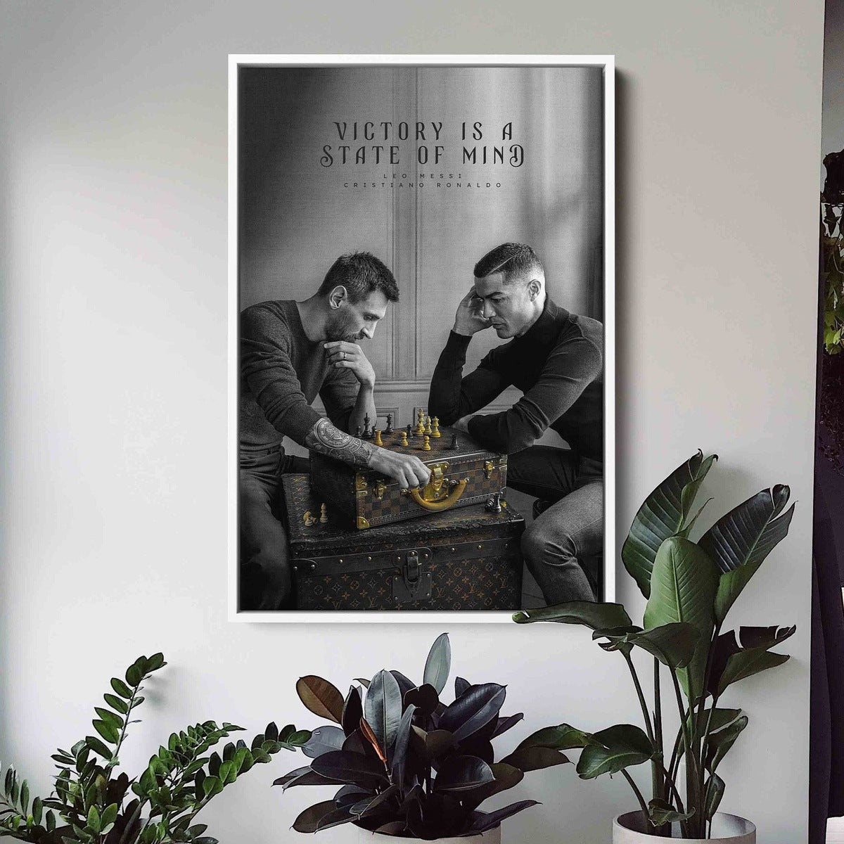 Victory is a State of Mind - Messi & Ronaldo Play Chess Wall Poster