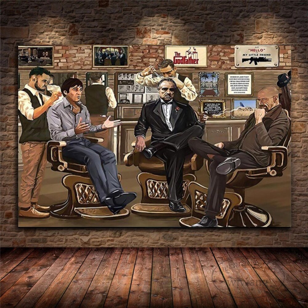 Vintage Charm: Nostalgic Godfather in Barbershop Classic Wall Poster