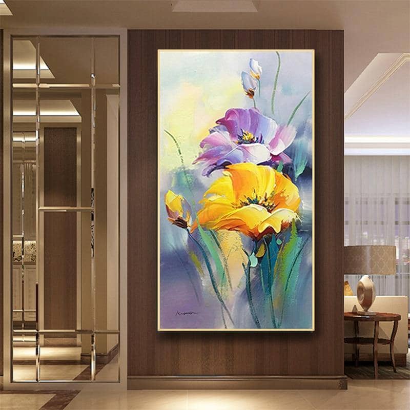 Whimsical Flowers At Spring Canvas Art - Vibrant & Playful Wall Decor
