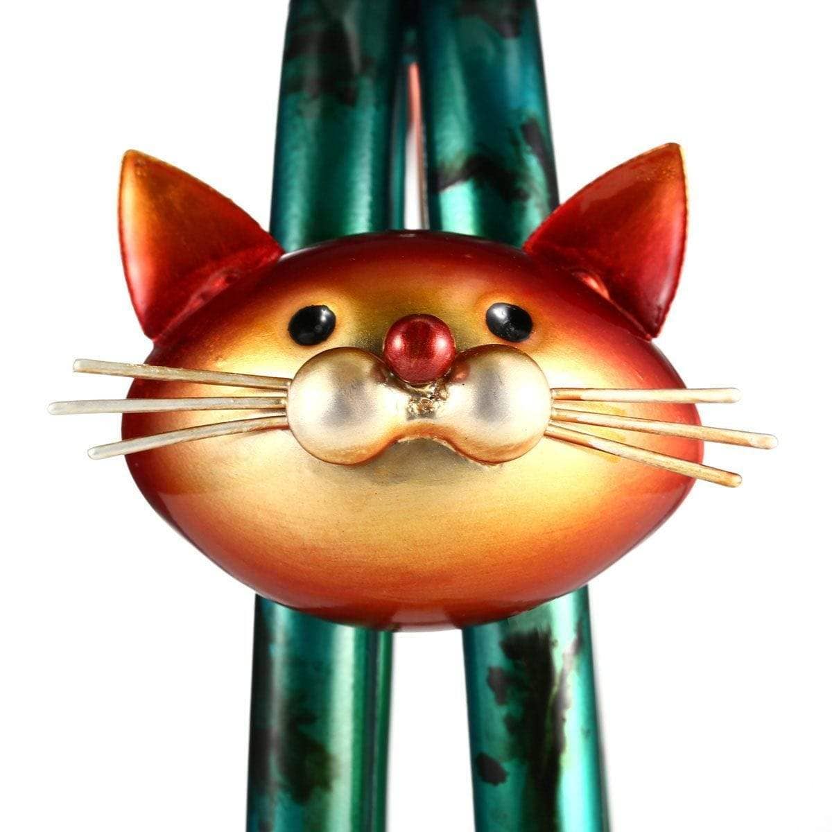 Whimsical Metal Kitty: Playful Flipping Cat Ornament