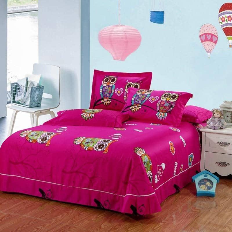 Whimsical Owl Cotton Bedding Set - Fun & Colorful Kids' Bedroom Decor