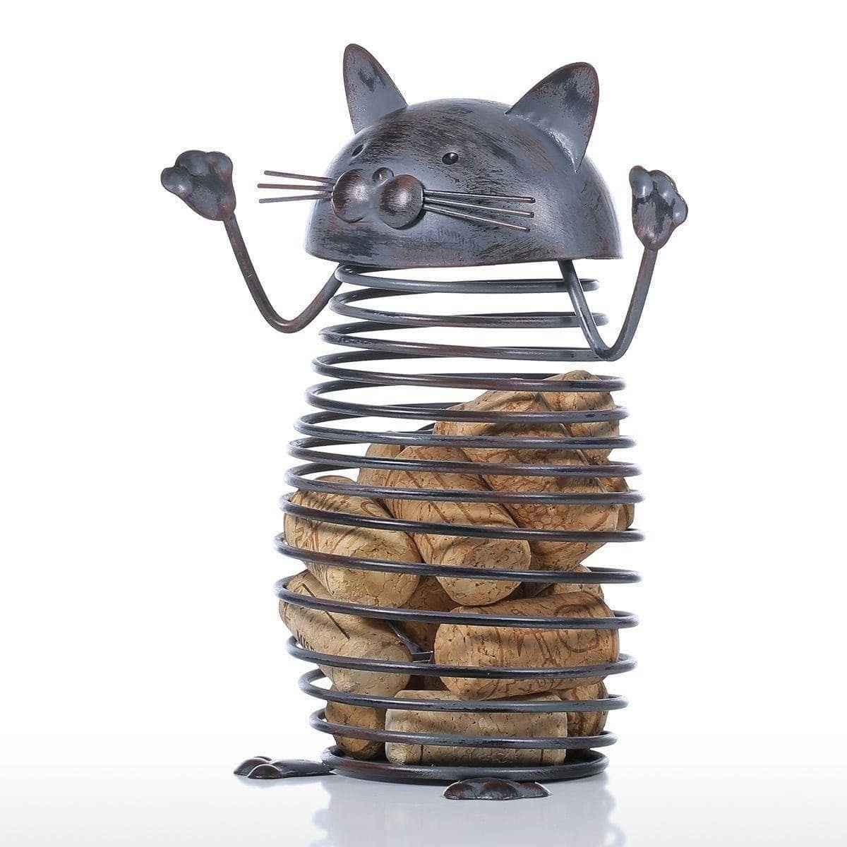 Whimsical Spring Cat Wine Bottle Holder Stand: Fun Home Decor
