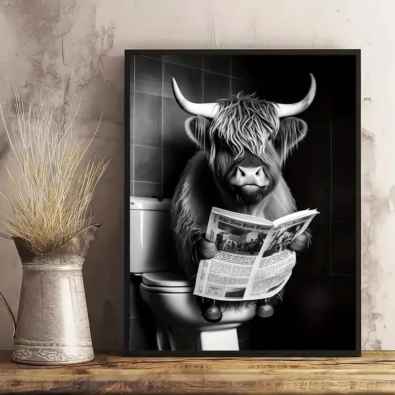 Whimsical Toilet Entertainment: Funny Highland Cow