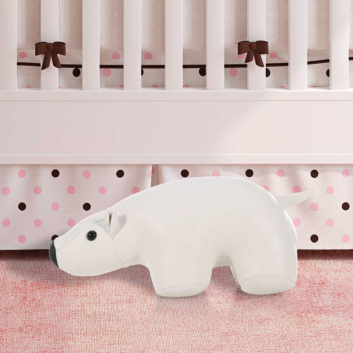 White Bear Leather Door Stopper - Cute & Stylish Kids Bedroom Accessory