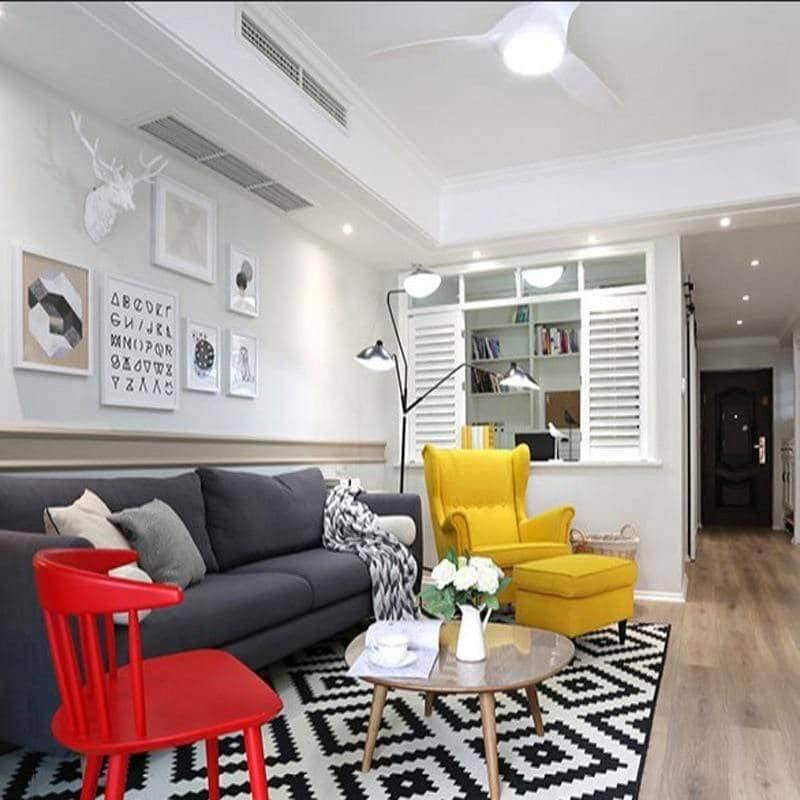White & Black Contrast Living Room Rug - Rectangle Floor Carpet