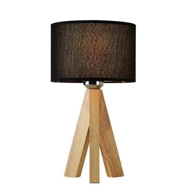 Wood & Fabric Tripod Lampshade Table Lamp - Modern & Chic Lighting for Home Decor