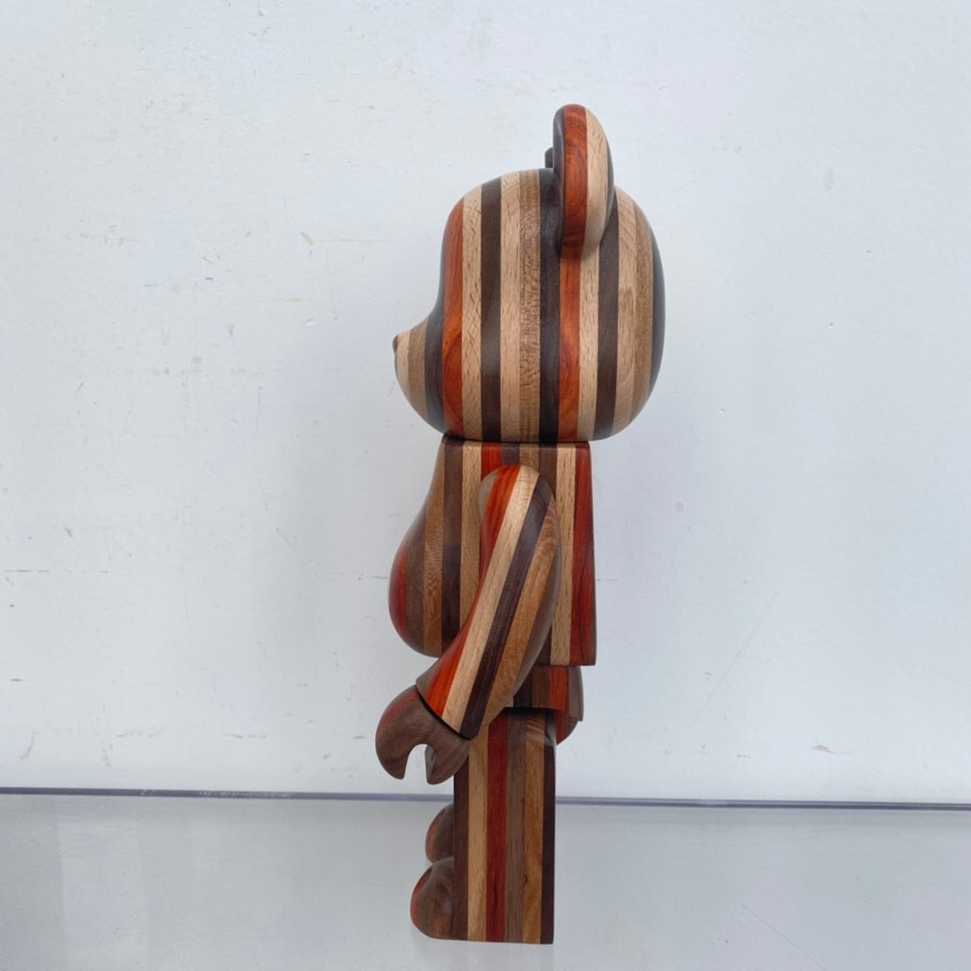 Wooden Charm with KarimokuCraved Violence Bear - Unique & Stylish 28cm Bearbrick Figure