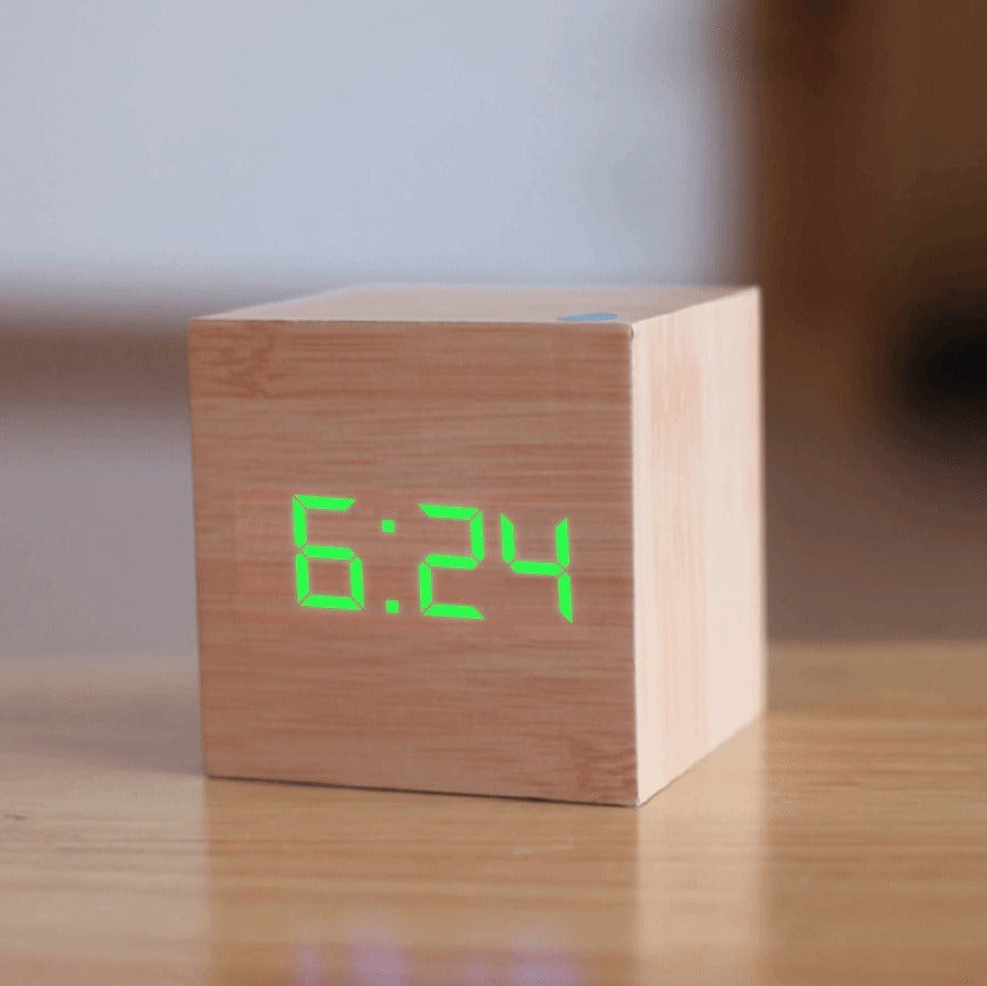 Wooden Digital LED Alarm Clock - Personalized & Stylish Home Decor Accessory