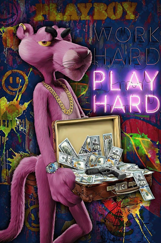 Work Hard, Play Hard with The Pink Panther - Graffiti Art