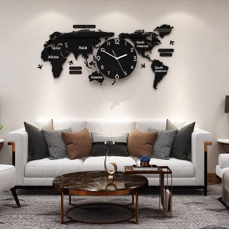 World Map DIY Minimalist Wall Decor Clock - Modern & Personalized Home Decor Accessory