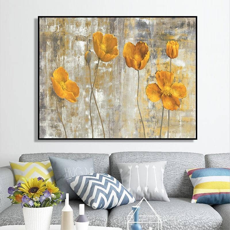 Yellow Flower Hand-Painted Canvas Wall Art - Vibrant & Artistic HomeDecor Accessory