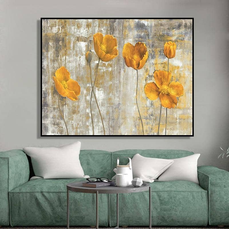 Yellow Flower Hand-Painted Canvas Wall Art - Vibrant & Artistic HomeDecor Accessory