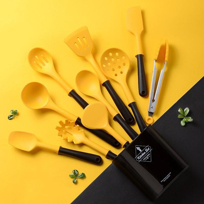 Yellow Silicone Cooking Utensils - Non-Stick & Colorful Kitchen Tools